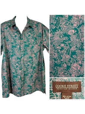 Cooke Street Tropical Fish Mens Hawaiian Shirt size 2XL 55x33 Tall Cotton Reef